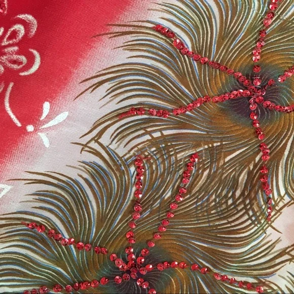 Red print/ sequences maxi dress 2X - Picture 6 of 8